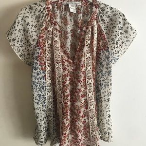 American Rag sz XS Sheer floral short sleeve top